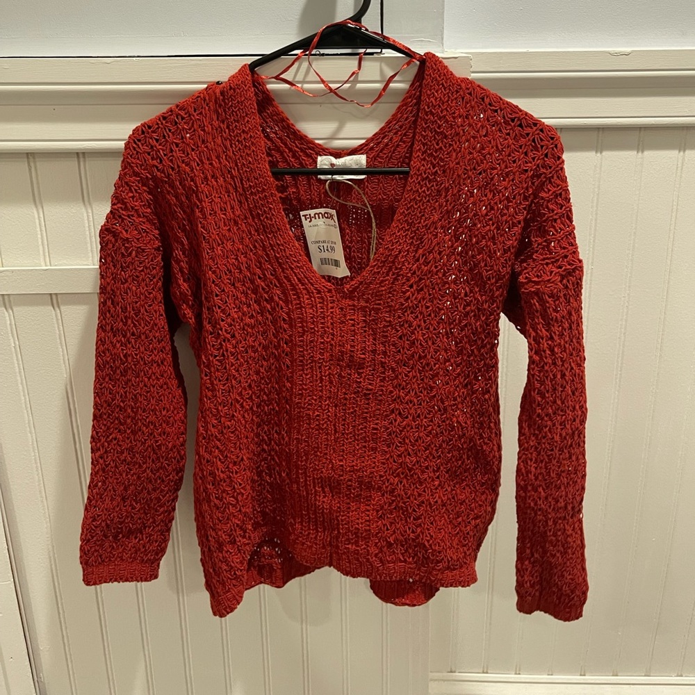 Red knit top